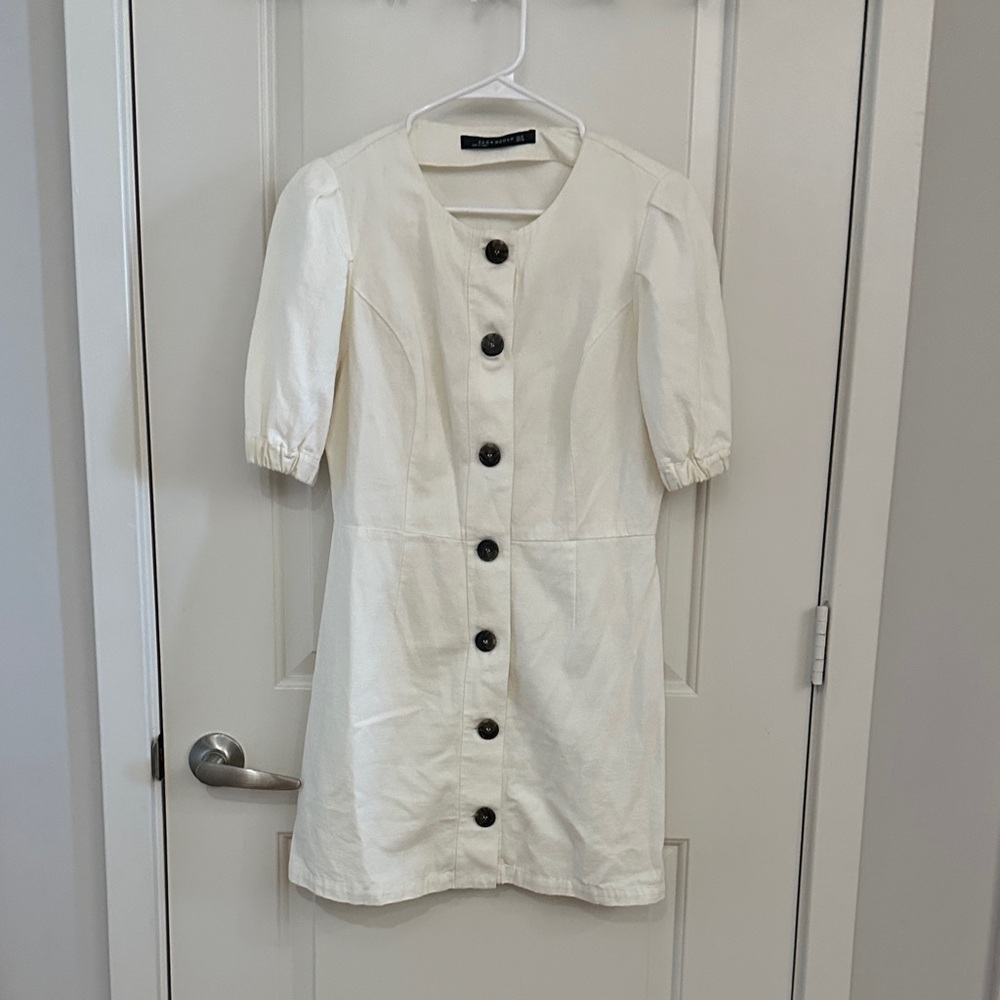 Zara Cream Mini Dress with Buttons